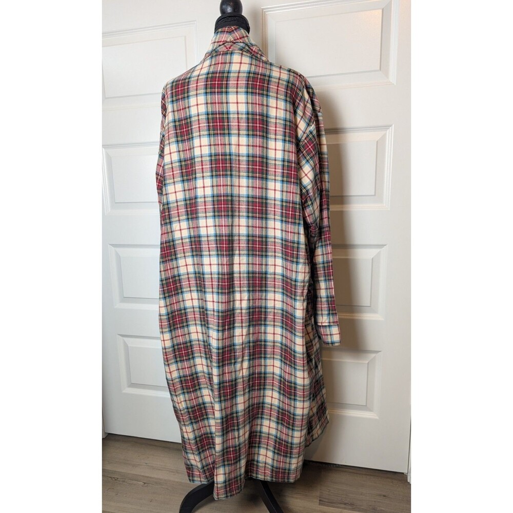 LL Bean Size L Robe Multicolor Tartan Plaid Flannel 100% Cotton Lounge *No Belt* - Picture 4 of 8